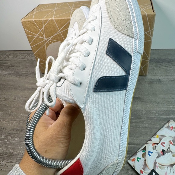 Veja White and Navy Sneakers - Picture 2 of 8